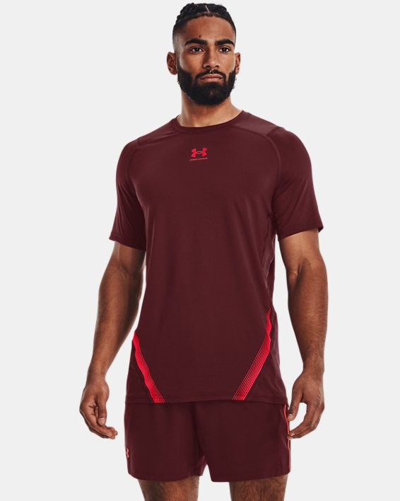 Men's HeatGear® Fitted Short Sleeve, Red, pdpMainDesktop image number 0